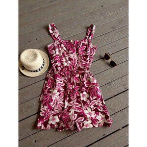 BELLE VERE Red Pink Belted Linen Blend Romper Size 4 NEW NWT